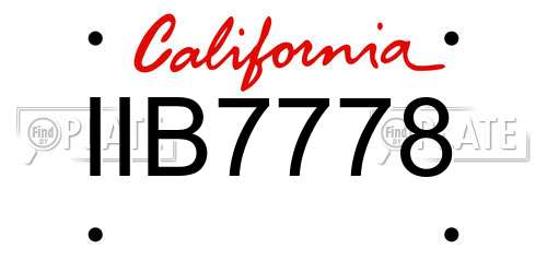 IIB7778 California License Plate