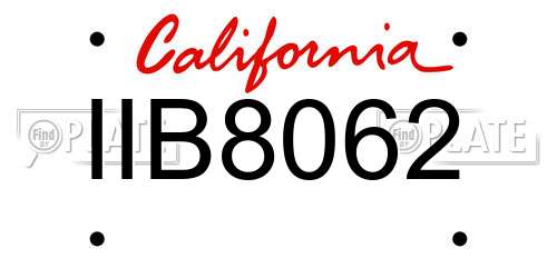 IIB8062 California License Plate