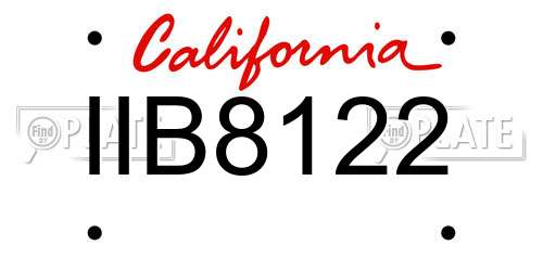 IIB8122 California License Plate
