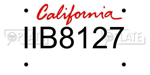 IIB8127 California License Plate