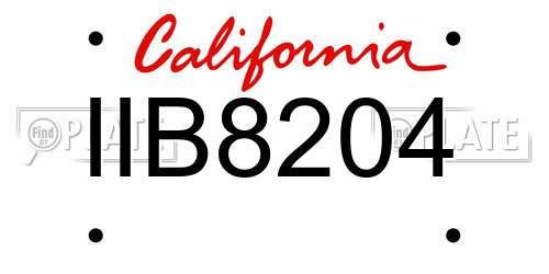 IIB8204 California License Plate