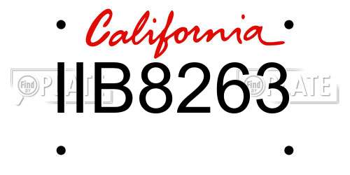 IIB8263 California License Plate