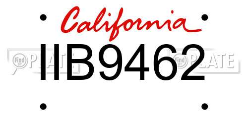 IIB9462 California License Plate