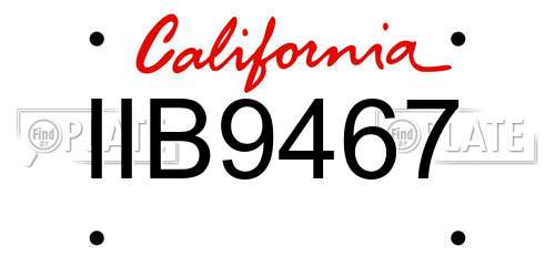 IIB9467 California License Plate