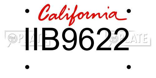IIB9622 California License Plate