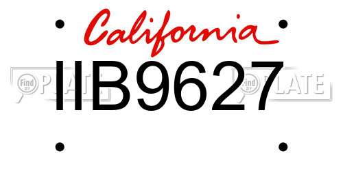 IIB9627 California License Plate
