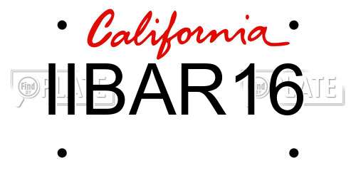 IIBAR16 California License Plate