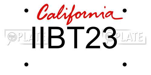 IIBT23 California License Plate