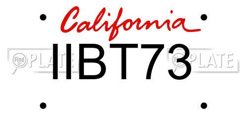 IIBT73 California License Plate
