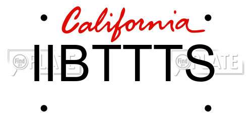 IIBTTTS California License Plate
