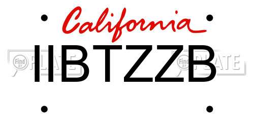 IIBTZZB California License Plate