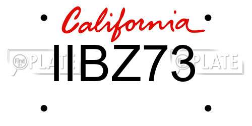 IIBZ73 California License Plate
