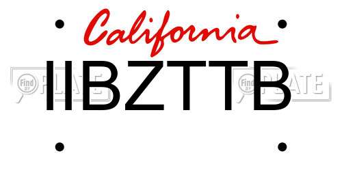 IIBZTTB California License Plate