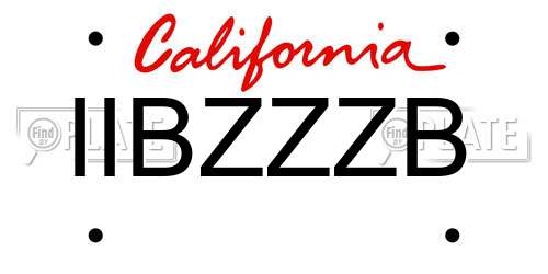 IIBZZZB California License Plate