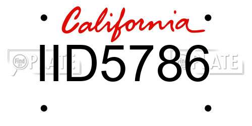 IID5786 California License Plate