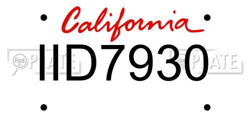 IID7930 California License Plate