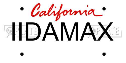 IIDAMAX California License Plate