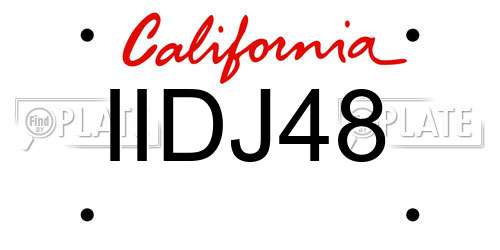 IIDJ48 California License Plate