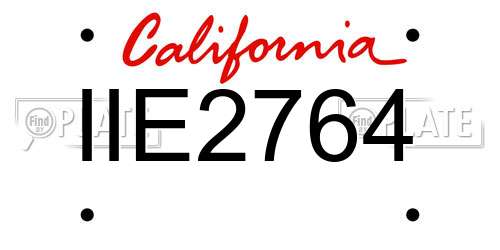 IIE2764 California License Plate