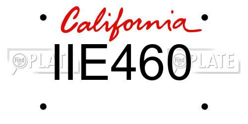 IIE460 California License Plate