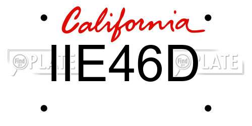 IIE46D California License Plate