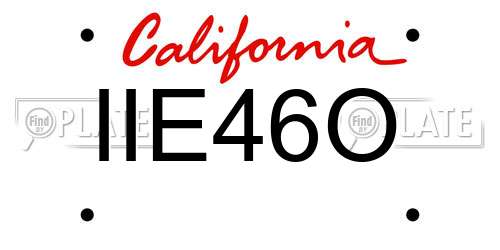 IIE46O California License Plate