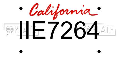 IIE7264 California License Plate