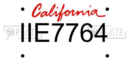 IIE7764 California License Plate