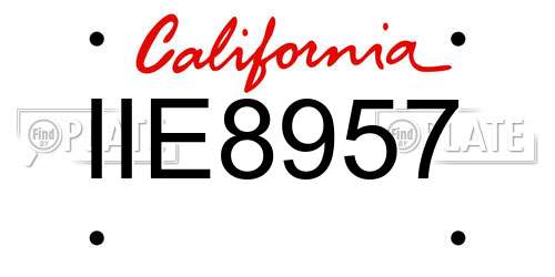 IIE8957 California License Plate