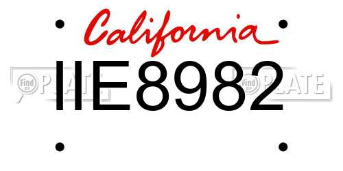 IIE8982 California License Plate