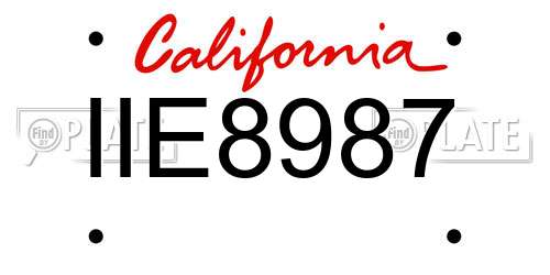 IIE8987 California License Plate