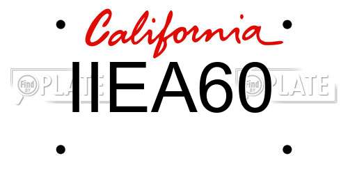 IIEA60 California License Plate