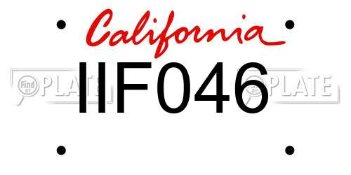 IIF046 California License Plate