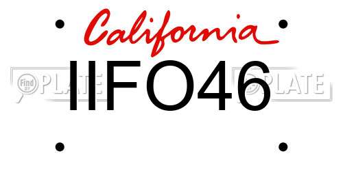 IIFO46 California License Plate