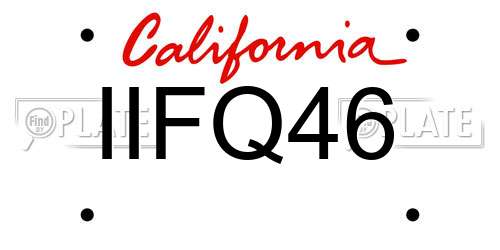IIFQ46 California License Plate