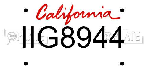 IIG8944 California License Plate