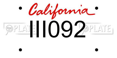 III092 California License Plate