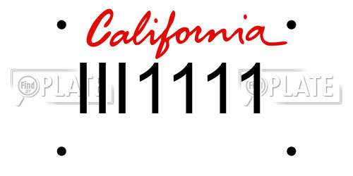 III1111 California License Plate
