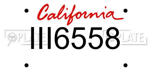 III6558 California License Plate