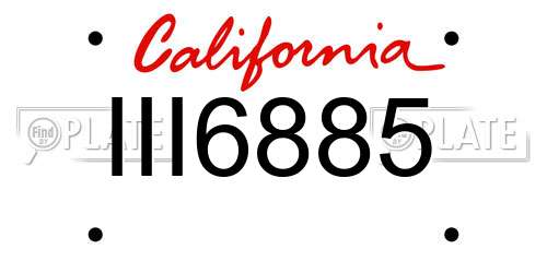 III6885 California License Plate