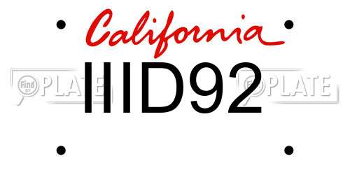 IIID92 California License Plate
