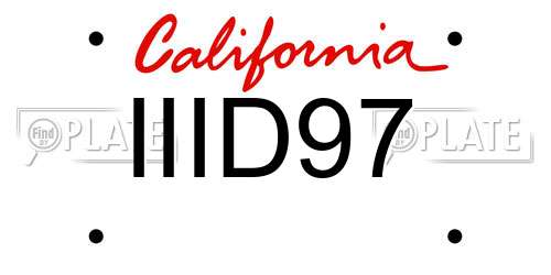 IIID97 California License Plate