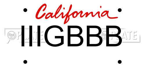 IIIGBBB California License Plate