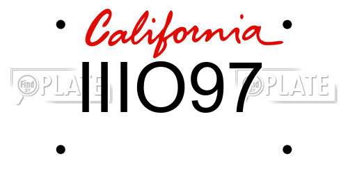 IIIO97 California License Plate