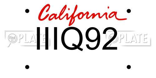 IIIQ92 California License Plate