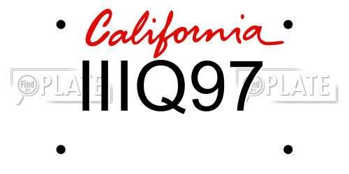 IIIQ97 California License Plate