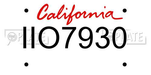 IIO7930 California License Plate