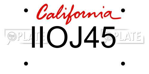IIOJ45 California License Plate