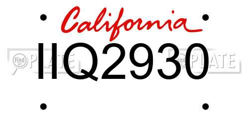 IIQ2930 California License Plate