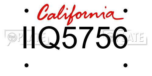 IIQ5756 California License Plate